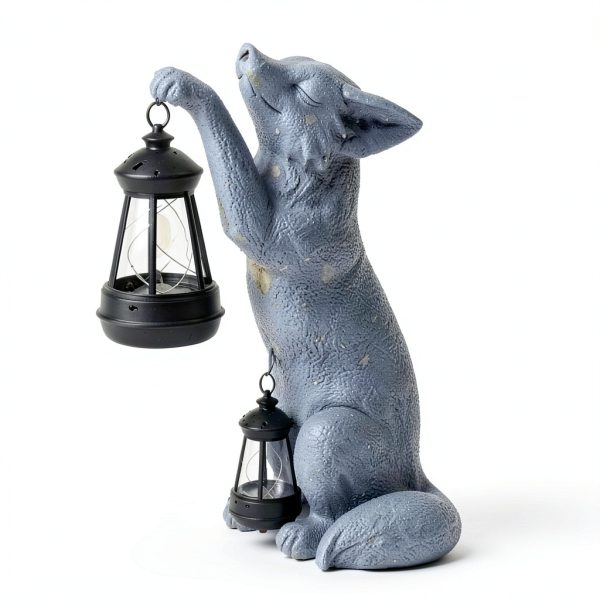 Solar Fox Statue CXYCzsbj Resin Outdoor Garden Decoration-7