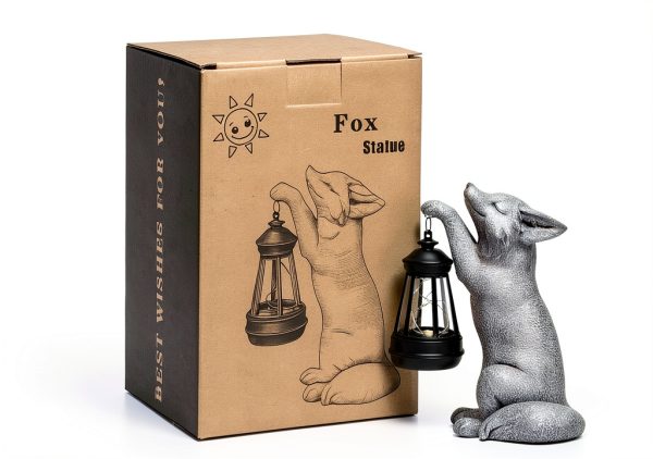 Solar Fox Statue CXYCzsbj Resin Outdoor Garden Decoration-2