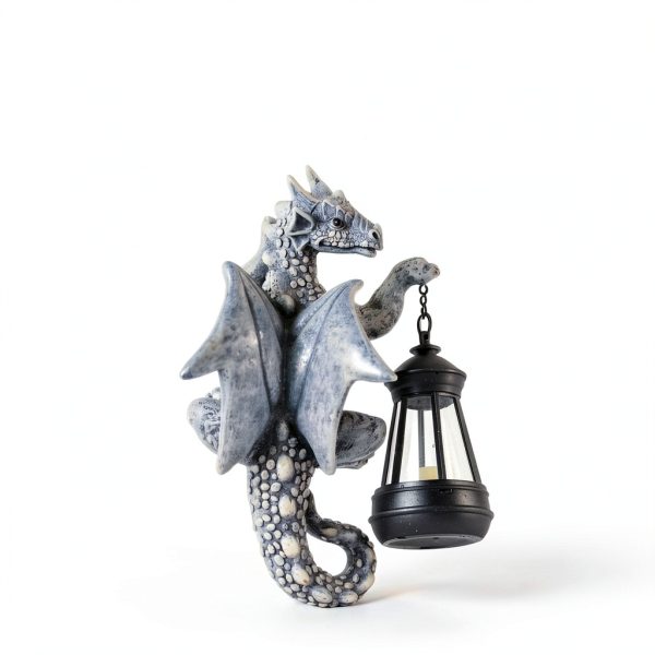 Goodeco Dragon Garden Statue Solar Lantern Resin Outdoor-5