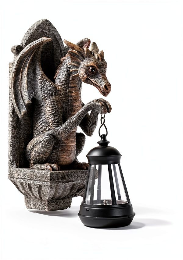 Ceioocei Dragon Garden Sculpture Solar Resin Fantasy Decor-5