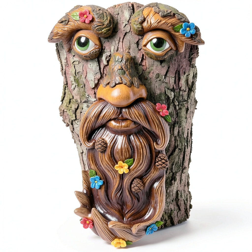 'Mood Lab Tree Face mounted on a garden tree'