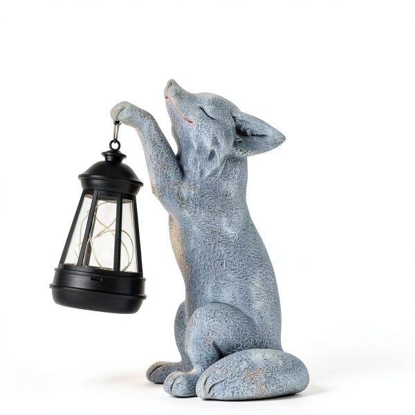 Solar Fox Statue CXYCzsbj Resin Outdoor Garden Decoration-9