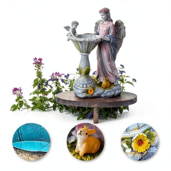 Voveexy Solar Garden Angel Statue RGB Light Resin Decor-6