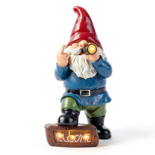 Panven Solar Garden Gnome Funny Outdoor Statue Decor-1