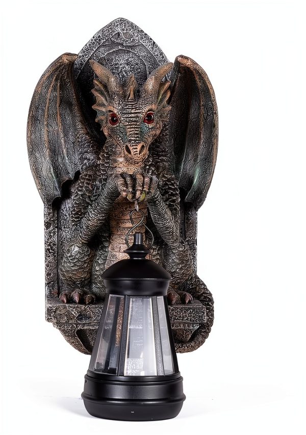 Ceioocei Dragon Garden Sculpture Solar Resin Fantasy Decor-3