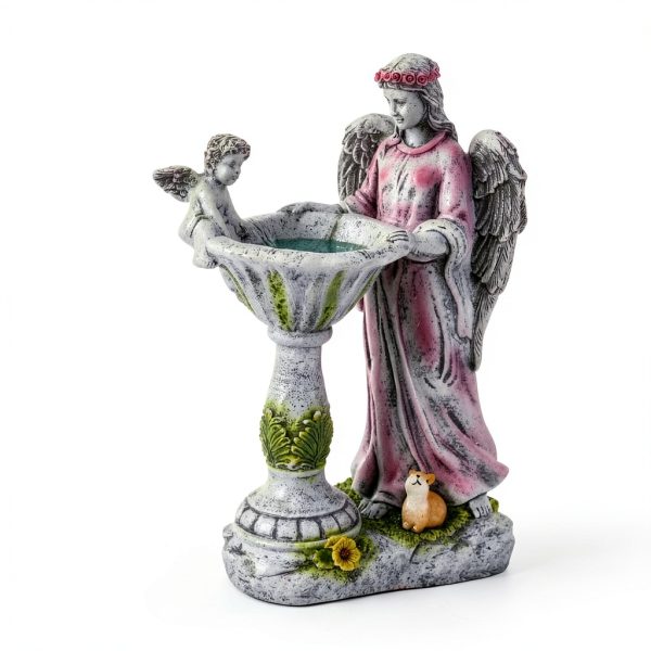 Voveexy Solar Garden Angel Statue RGB Light Resin Decor-4