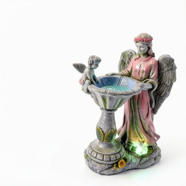 Voveexy Solar Garden Angel Statue RGB Light Resin Decor-7