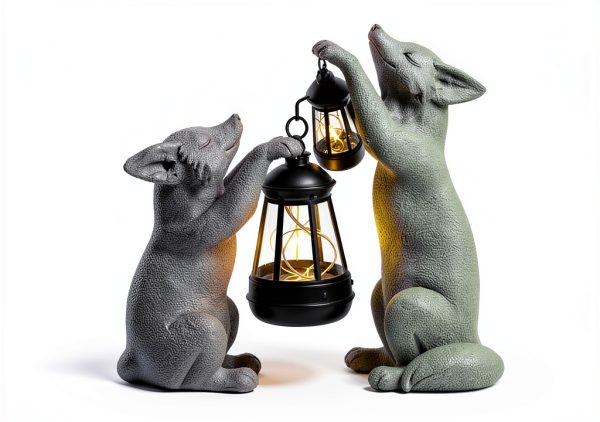 Solar Fox Statue CXYCzsbj Resin Outdoor Garden Decoration-3