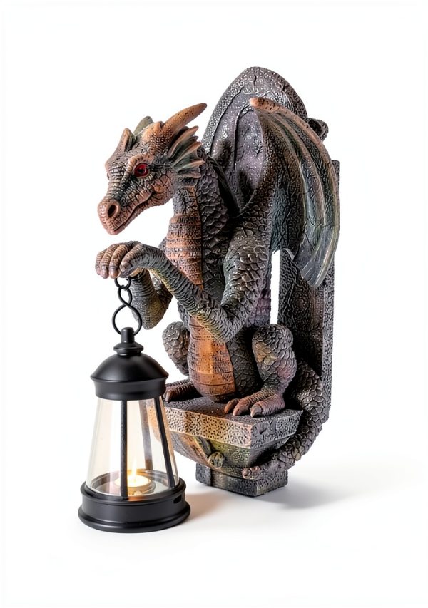Ceioocei Dragon Garden Sculpture Solar Resin Fantasy Decor-1
