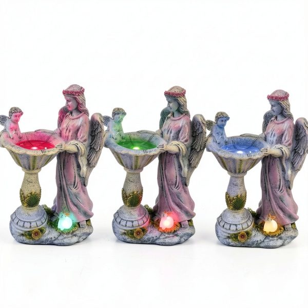 Voveexy Solar Garden Angel Statue RGB Light Resin Decor-2