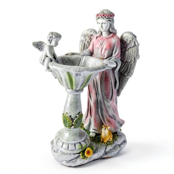 Voveexy Solar Garden Angel Statue RGB Light Resin Decor-5