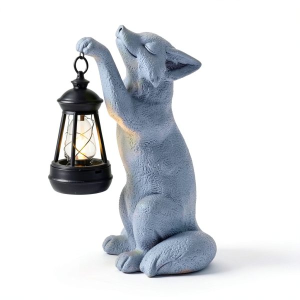 Solar Fox Statue CXYCzsbj Resin Outdoor Garden Decoration-8