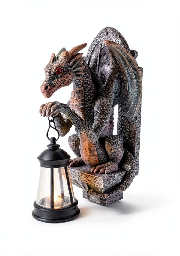 Ceioocei Dragon Garden Sculpture Solar Resin Fantasy Decor-7
