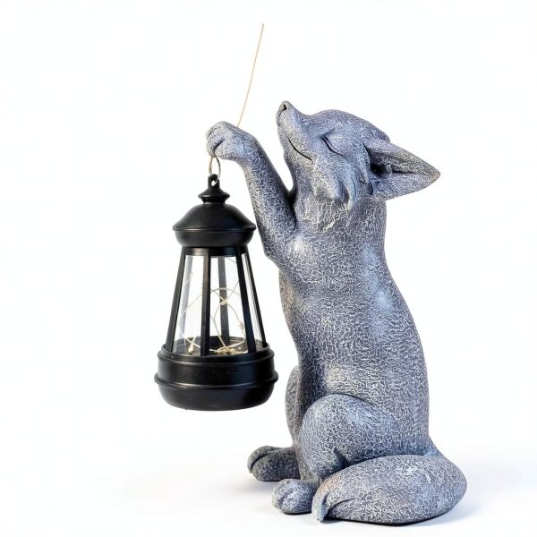 Solar Fox Statue CXYCzsbj Resin Outdoor Garden Decoration-4