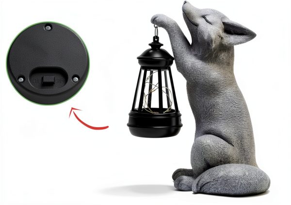 Solar Fox Statue CXYCzsbj Resin Outdoor Garden Decoration-5