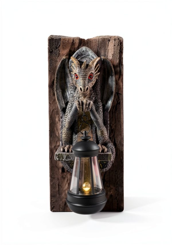 Ceioocei Dragon Garden Sculpture Solar Resin Fantasy Decor-8