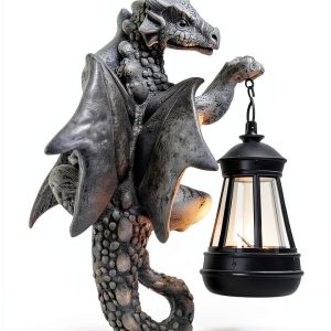 Goodeco Dragon Garden Statue Solar Lantern Resin Outdoor-0