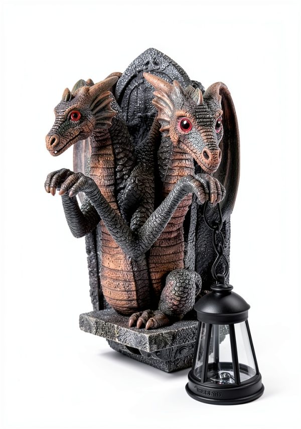 Ceioocei Dragon Garden Sculpture Solar Resin Fantasy Decor-2
