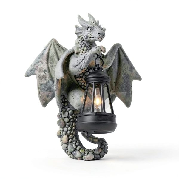 Goodeco Dragon Garden Statue Solar Lantern Resin Outdoor-6