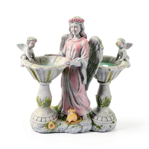 Voveexy Solar Garden Angel Statue RGB Light Resin Decor-3