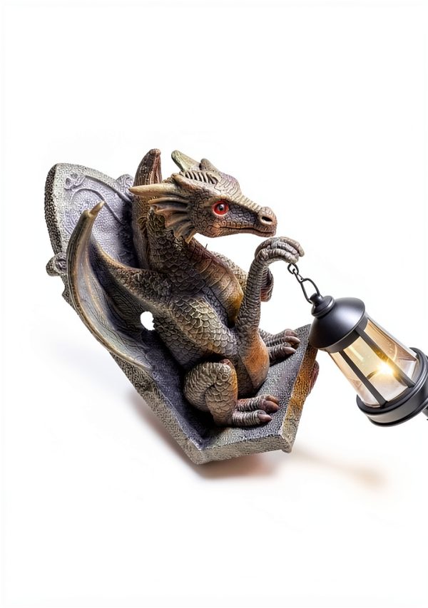 Ceioocei Dragon Garden Sculpture Solar Resin Fantasy Decor-6