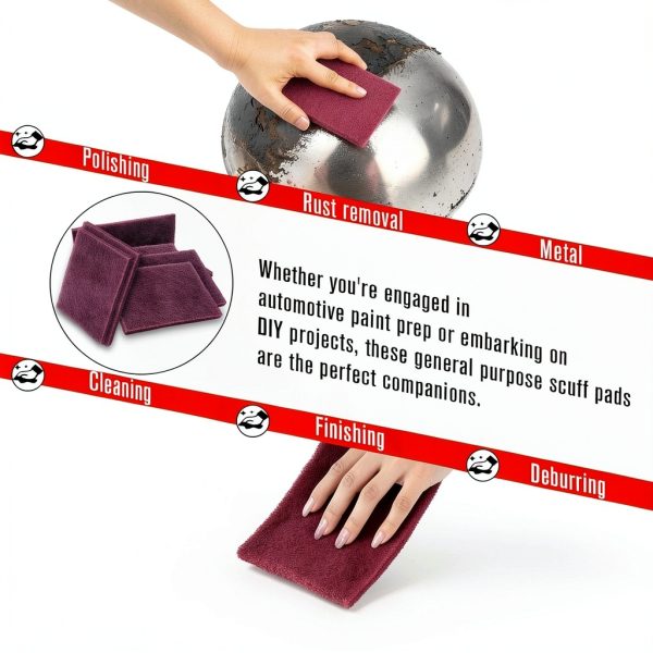 7447 General Purpose Scrub Pad - Maroon, 6" X 9", 20PCS Abrasive Finishing Pad for Paint Prep, Scuffing, Scouring, Sanding, Adhesion Scratch-5