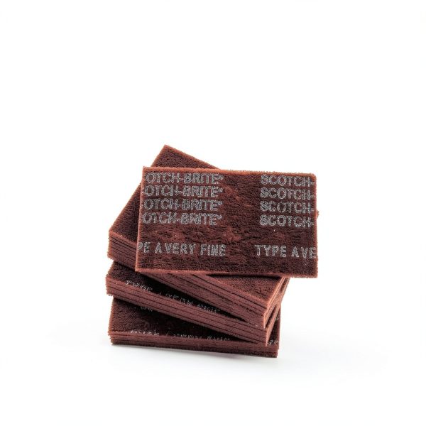 3M Scotch-Brite General Purpose 7447 Hand Pad, Very Fine Grade, 6 in x 9 in, Pack of 20, Aluminum Oxide, Surface Preparation, Scuffing, Blending, Cleaning, Maroon-1