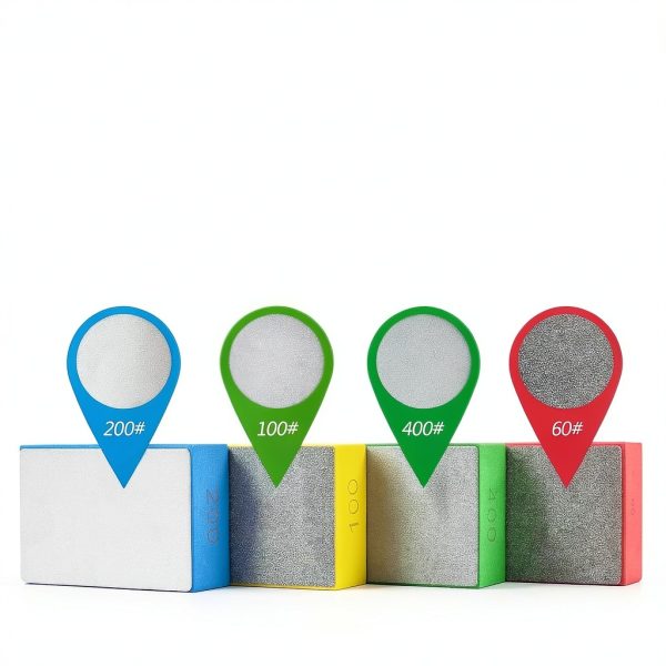 4Pcs Diamond Hand Polishing Pads for Sanding Ceramics Glass Tile Concrete Stone Marble Granite, 60#,100#,200#,400# (Plane)-5