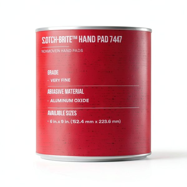 3M Scotch-Brite General Purpose 7447 Hand Pad, Very Fine Grade, 6 in x 9 in, Pack of 20, Aluminum Oxide, Surface Preparation, Scuffing, Blending, Cleaning, Maroon-3