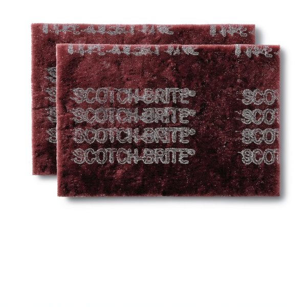 3M Scotch-Brite General Purpose 7447 Hand Pad, Very Fine Grade, 6 in x 9 in, Pack of 20, Aluminum Oxide, Surface Preparation, Scuffing, Blending, Cleaning, Maroon-2